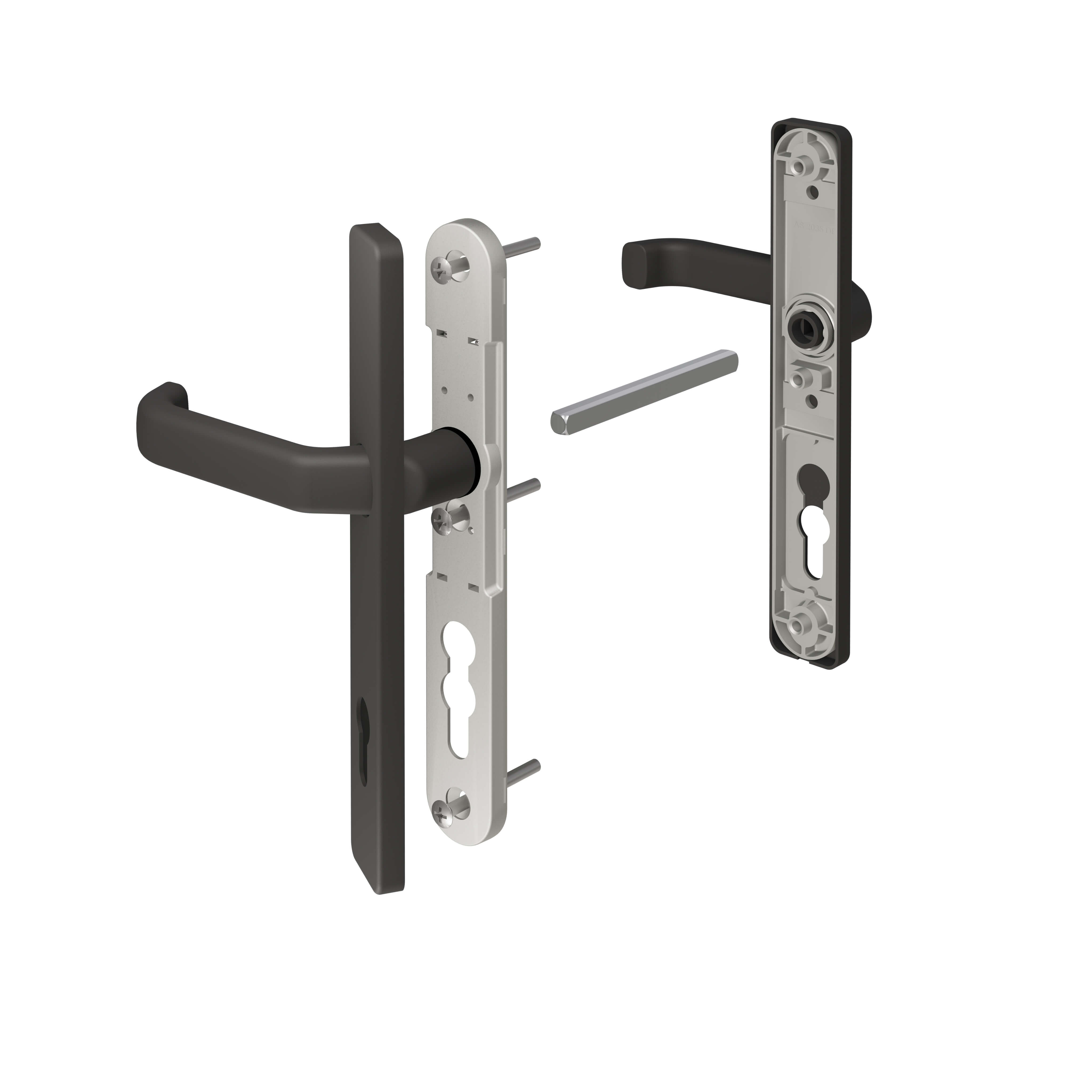 Gartentor Drückergarnitur Alu anthrazit Klinke