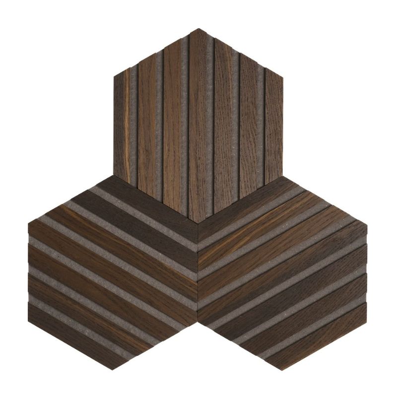 Hexagon Wanddeko profiliert Räuchereiche set