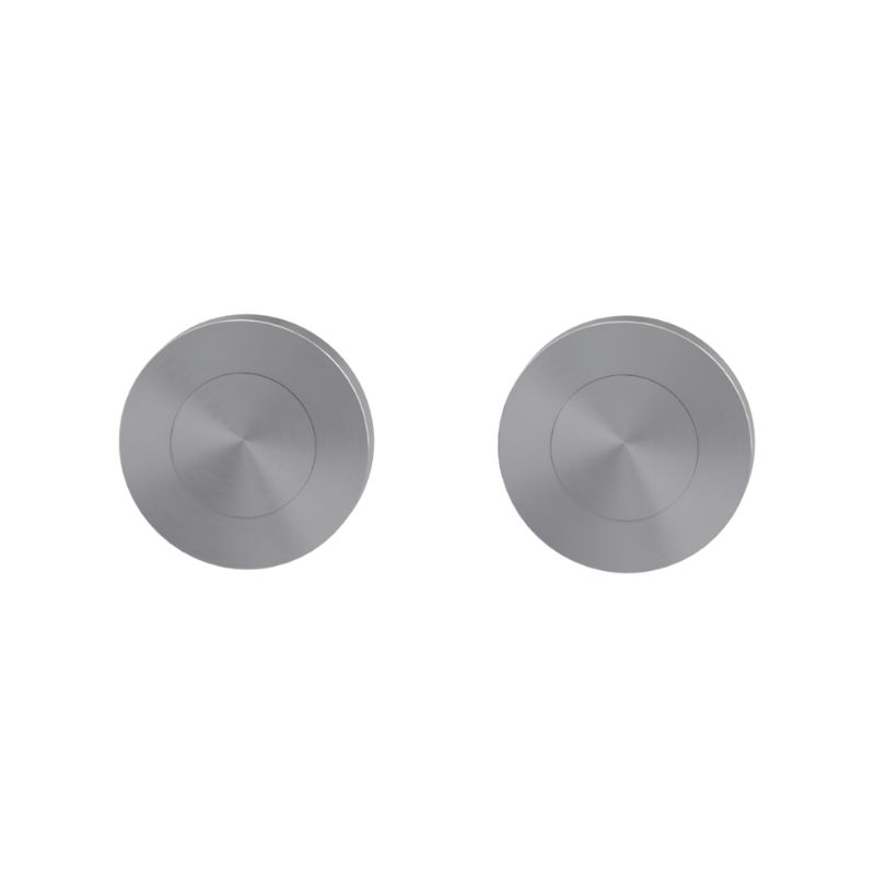 Griffwerk Schlüsselrosettenpaar Schraubtechnik rund Blind Frau/Mann Edelstahl matt