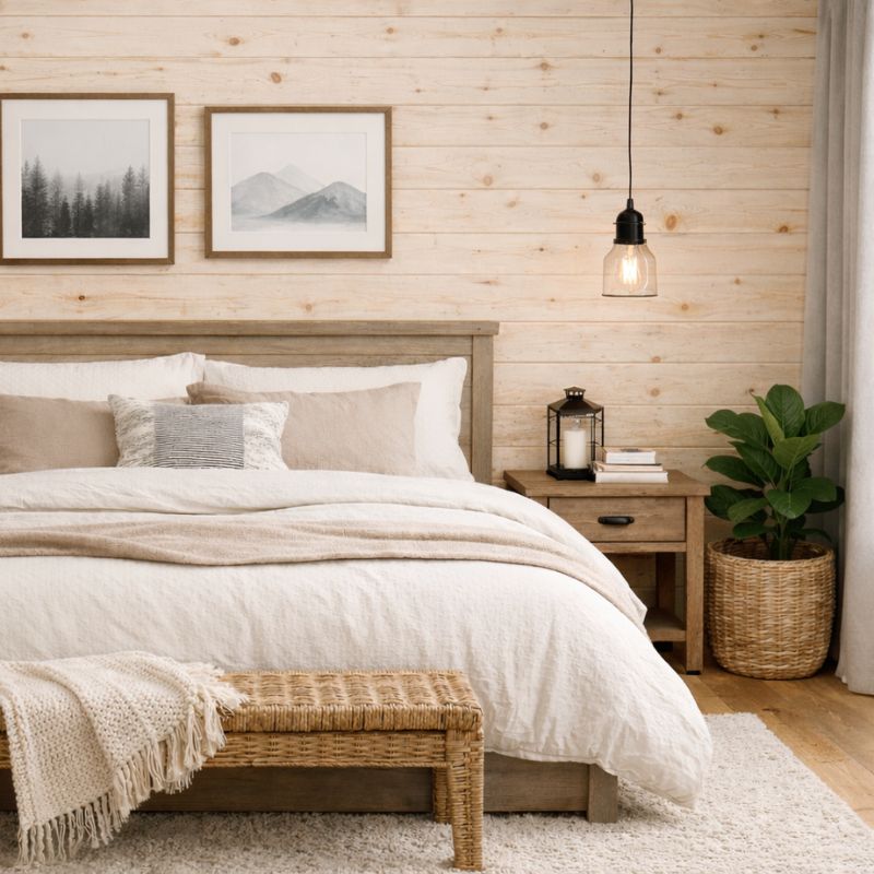 Zirbe Holz Wandverkleidung Schlafzimmer