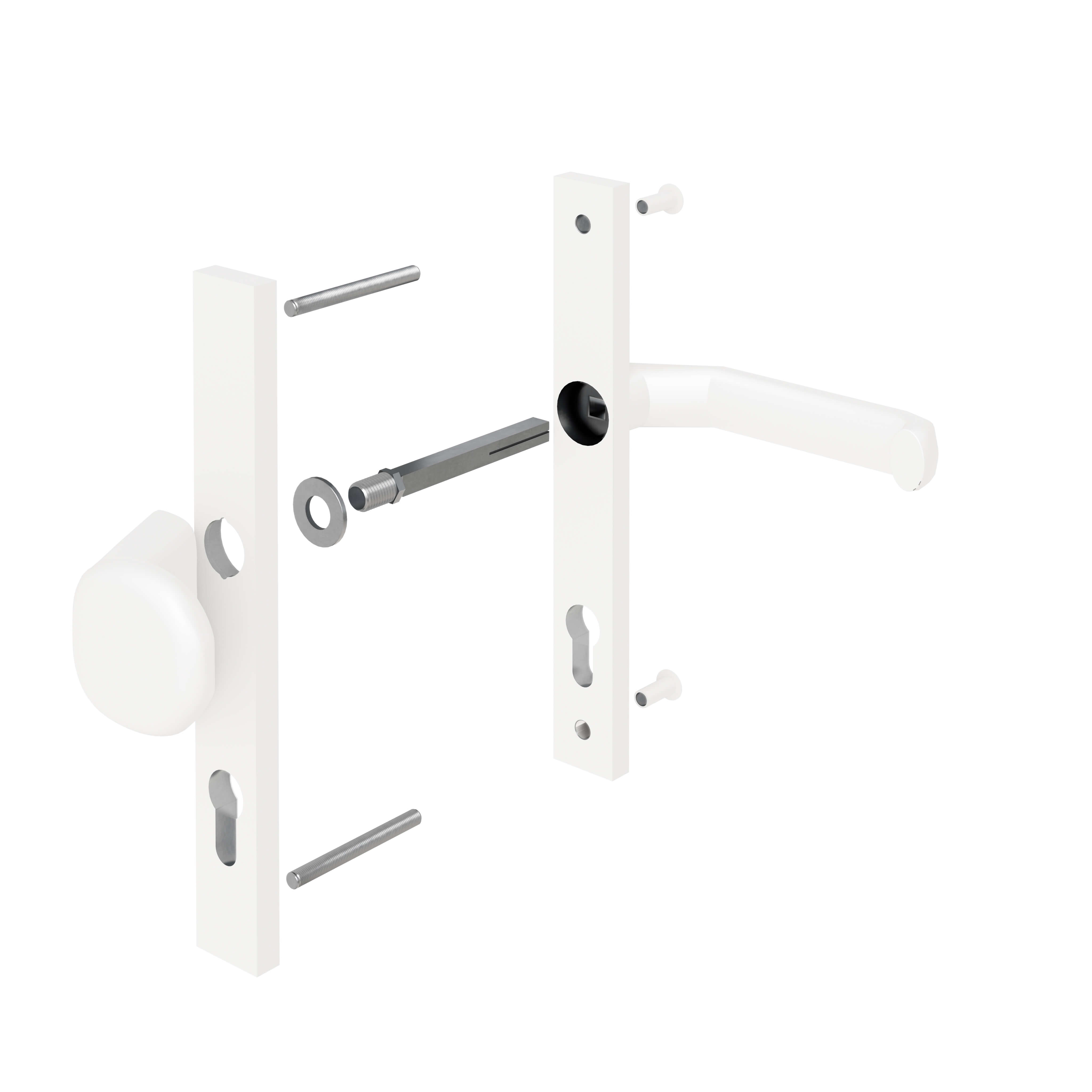 Gartentor Drückergarnitur Alu weiß