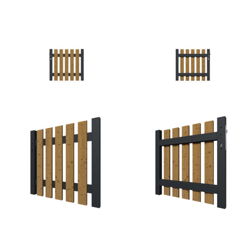 3874 KIBU KIBU Thermo-Holz Vorgarten Einzeltor 98 x 90 cm Links