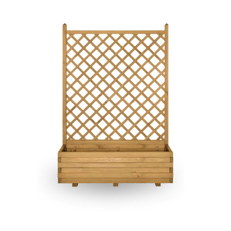 0600801001-256 Blumenkasten mit Rankgitter pinienfarbig