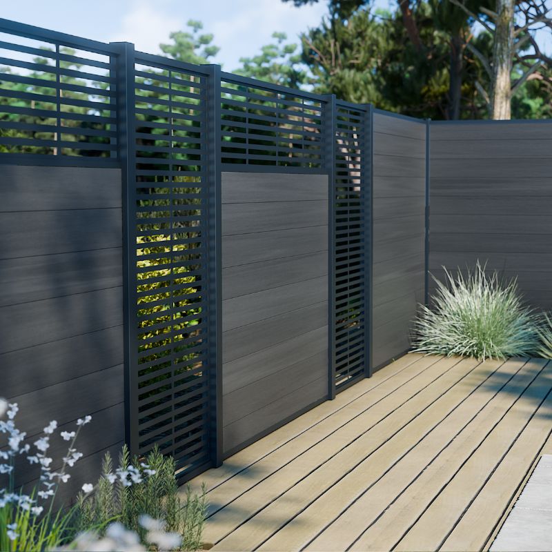 BOSTON WPC Zaunprofil Premium 160mm dark grey ambiente