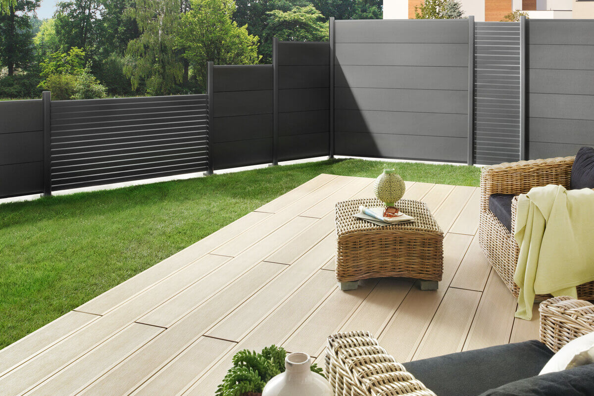 Alu Sichtschutz SYSTEM Rhombus anthrazit Set