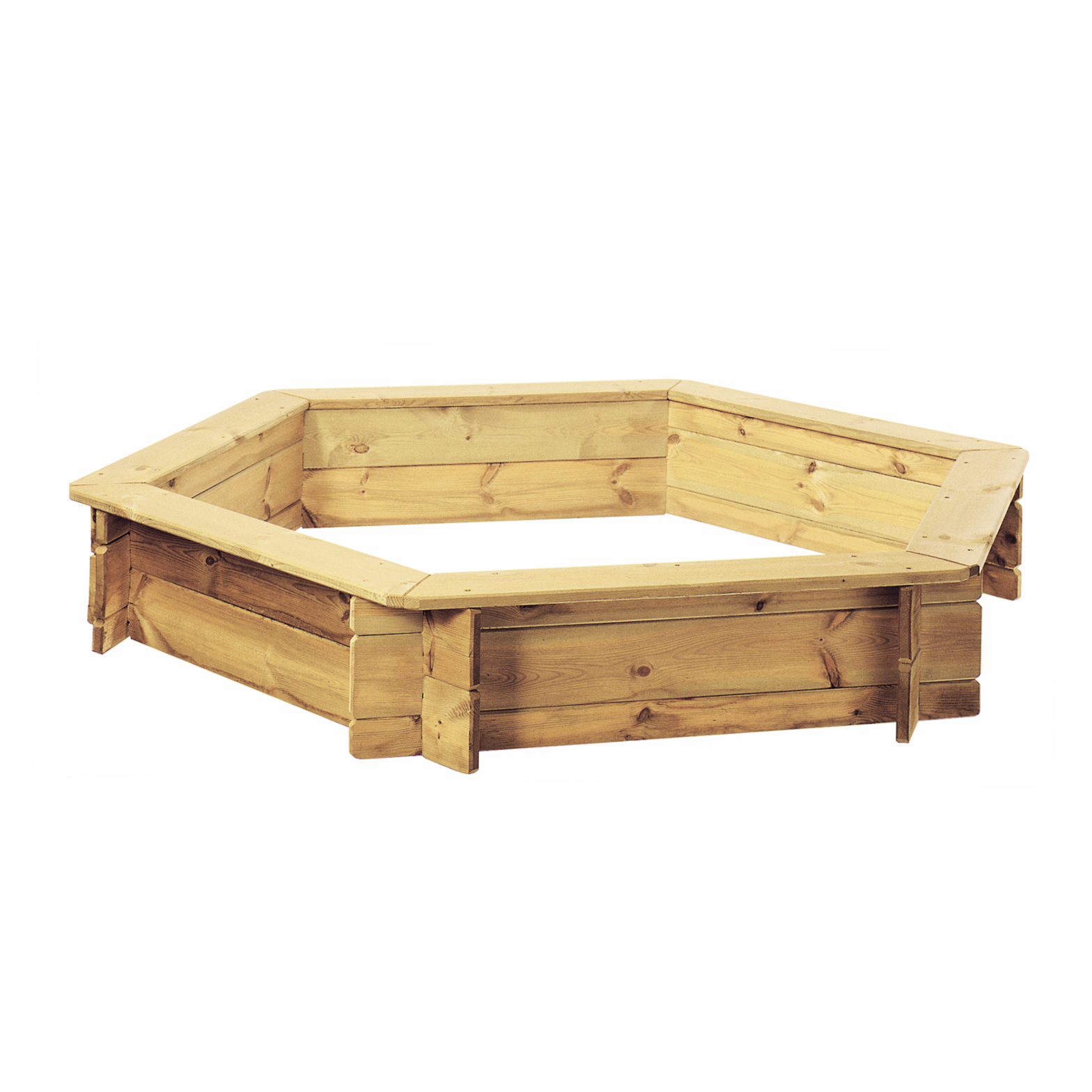 INGAR 6 eckiger Holz Sandkasten 192x192x31cm