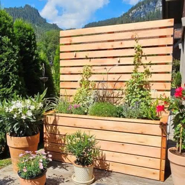 Pflanzkasten mit Rankgitter Rhombusleisten