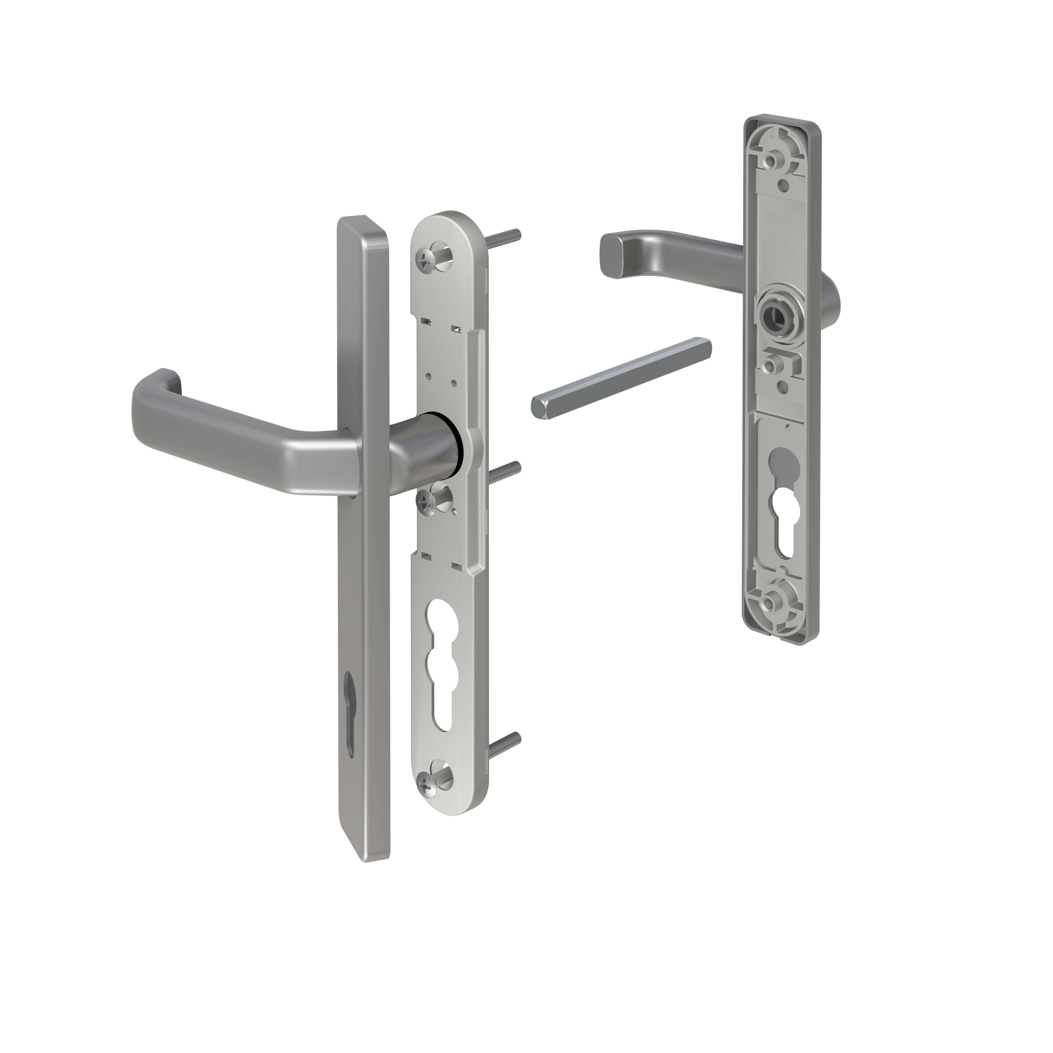 Gartentor Drückergarnitur Alu edelstahloptik Klinke