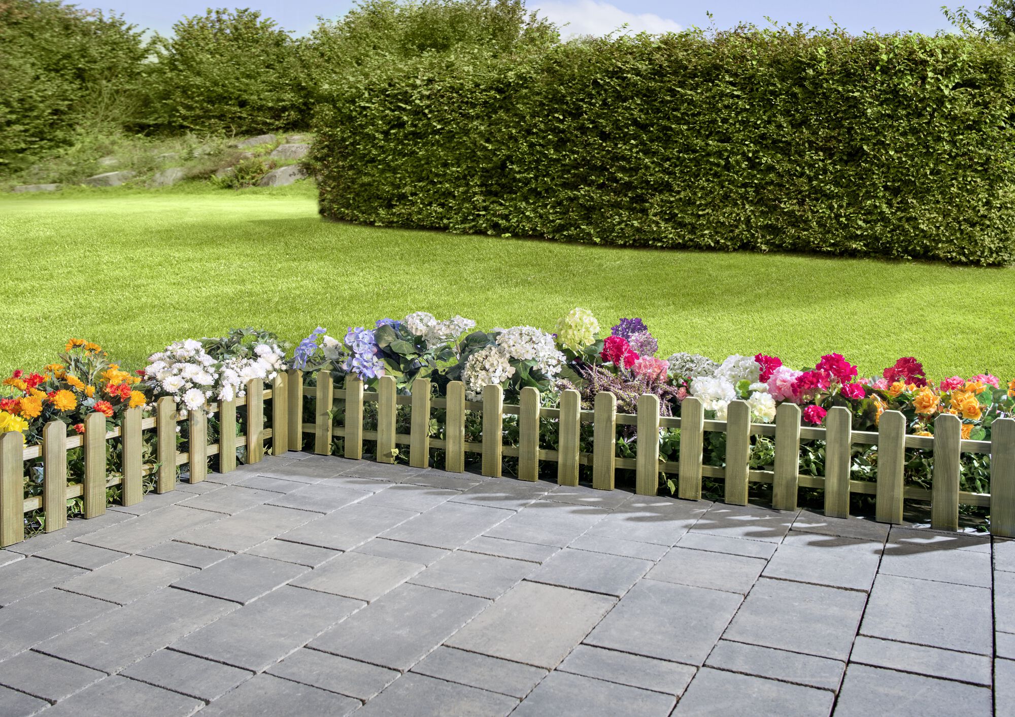 Mini Holz Staketenzaun Beeteinfassung 100 x 25 cm