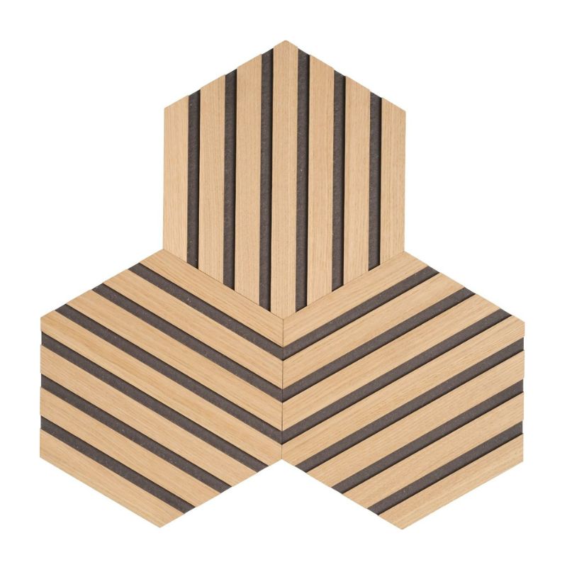 Hexagon Wanddeko profiliert Eiche set