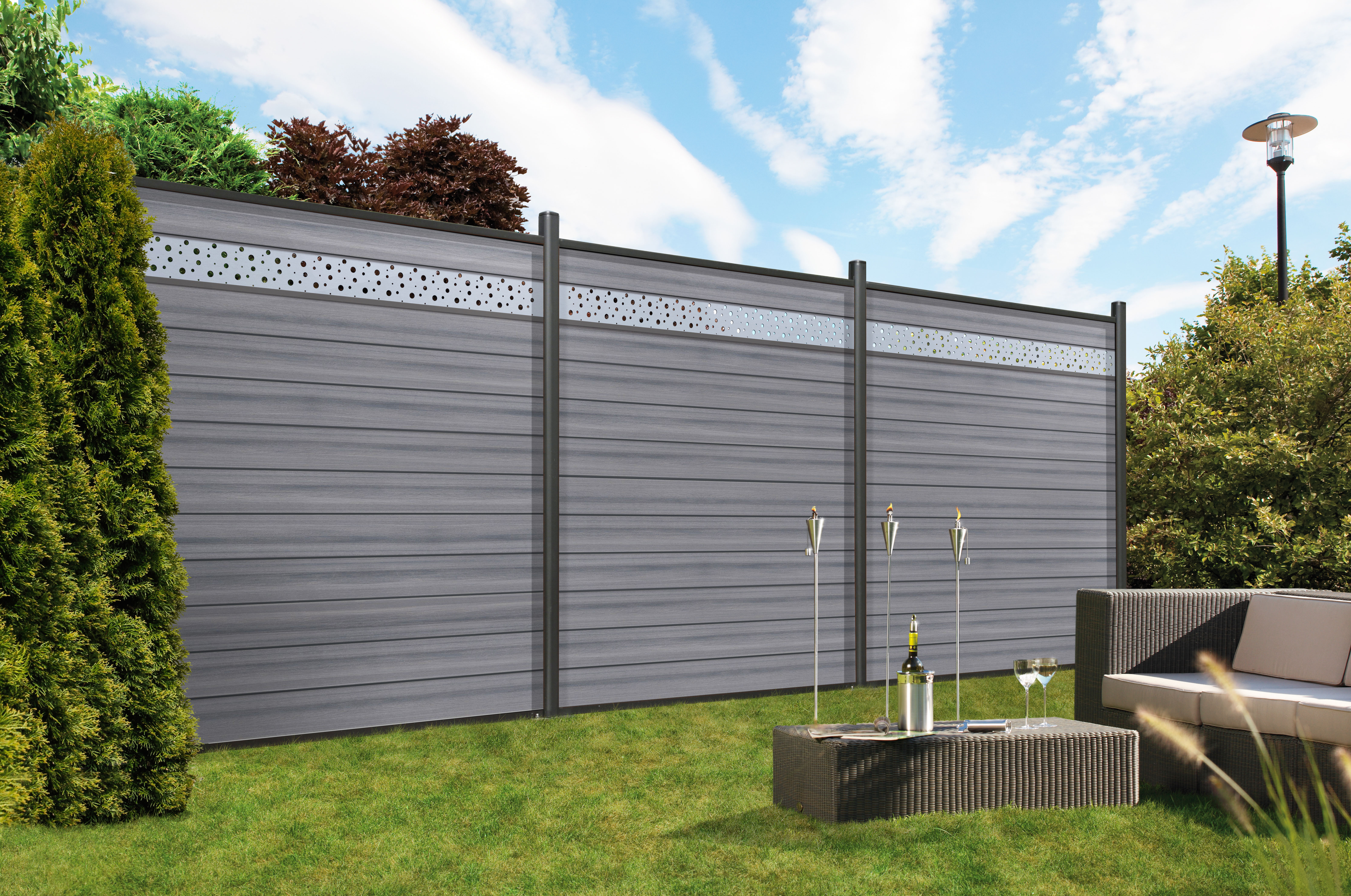 WPC Sichtschutz grau