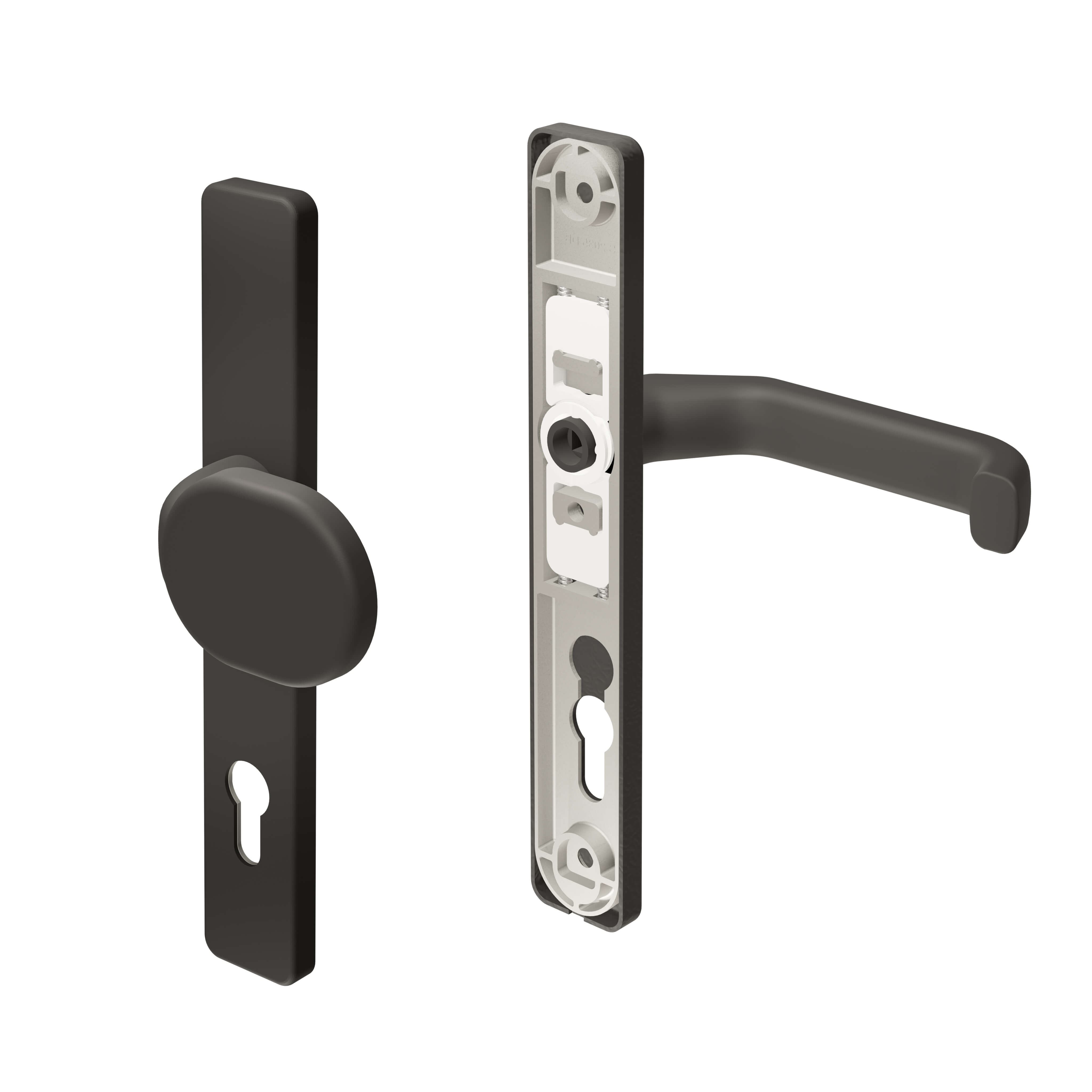 Gartentor Drückergarnitur Alu anthrazit Knauf