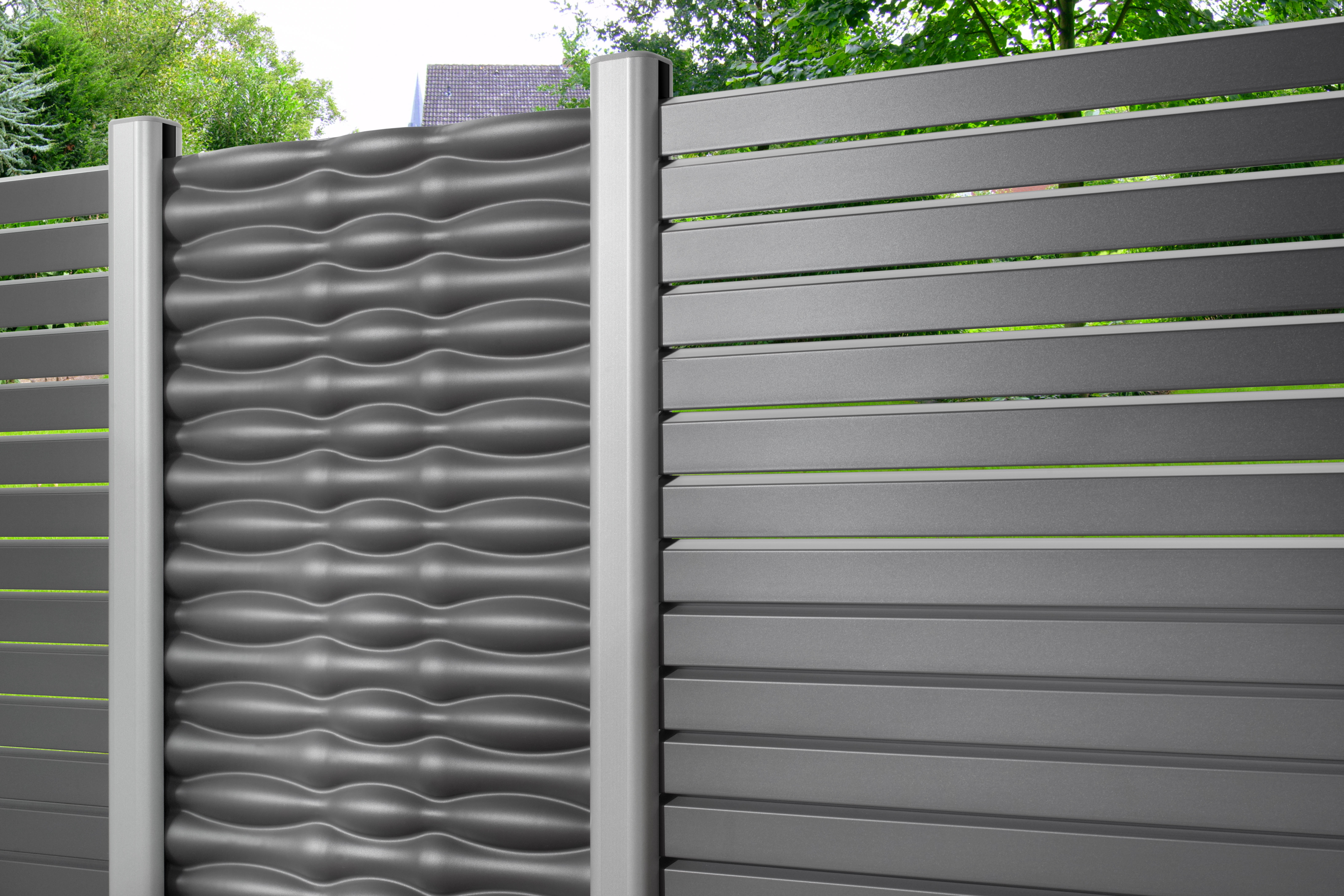 Alu Sichtschutz SYSTEM Rhombus anthrazit Set