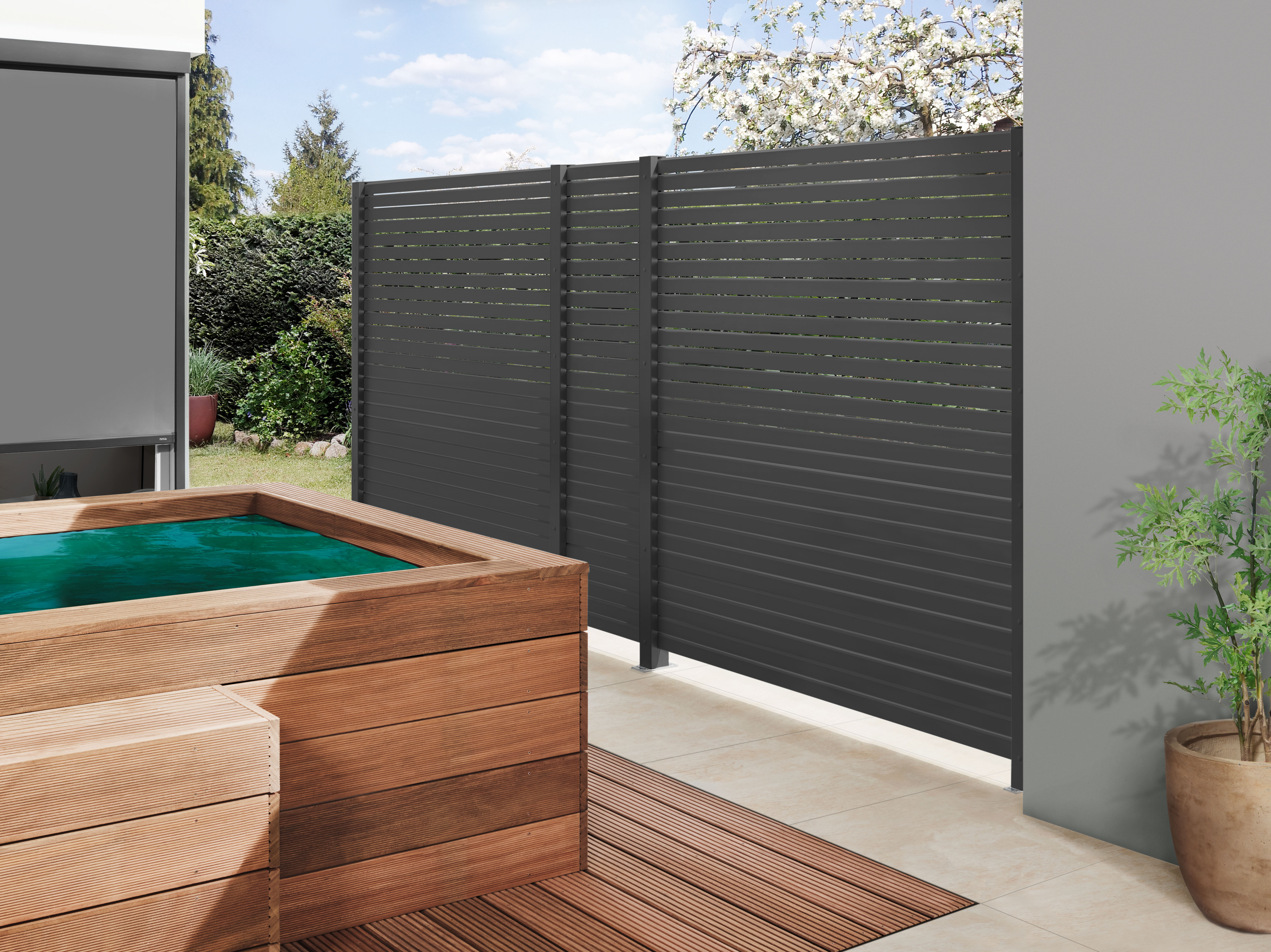 Alu Sichtschutz SYSTEM Rhombus anthrazit Set