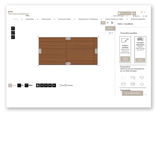 Online 3D Terrassenplaner- Screenshot Grundriss