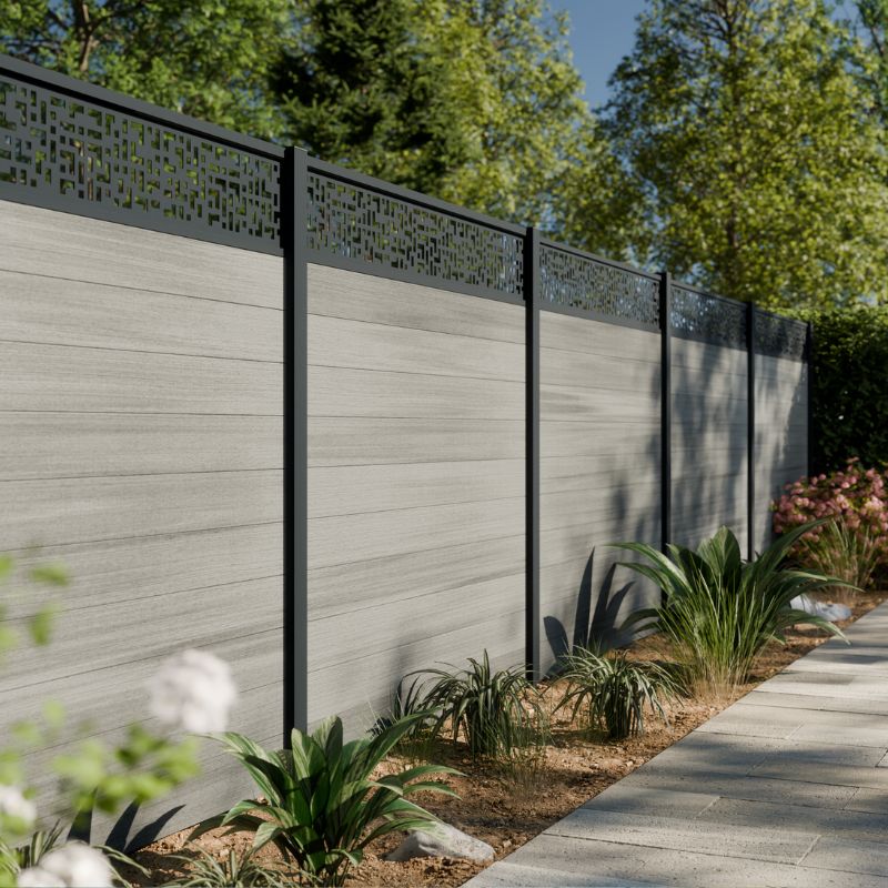 BOSTON WPC Zaunprofil Premium 160mm light grey ambiente