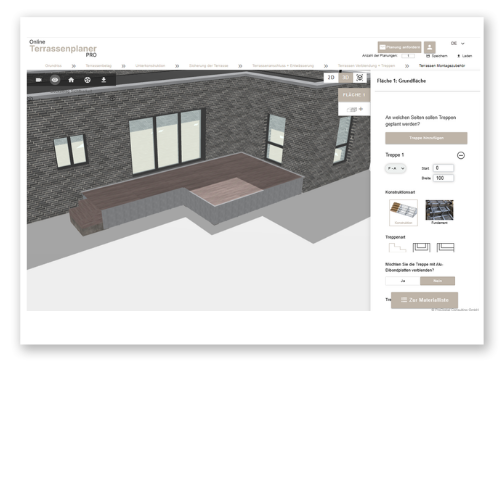 Online 3D Terrassenplaner- Screenshot Treppe