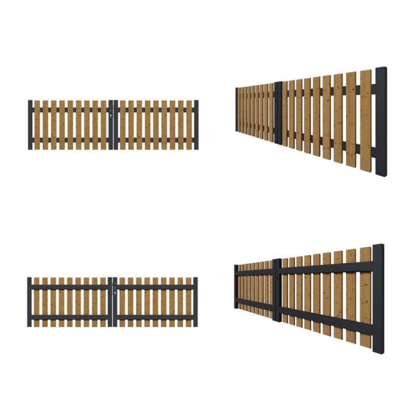 3877 KIBU Thermo-Holz Vorgarten Doppeltor 310 x 90 cm