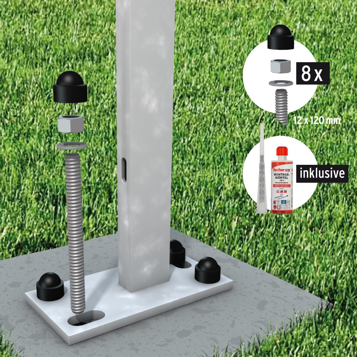 Verbundanker-Set: 8 Gewindest., Montagemörtel