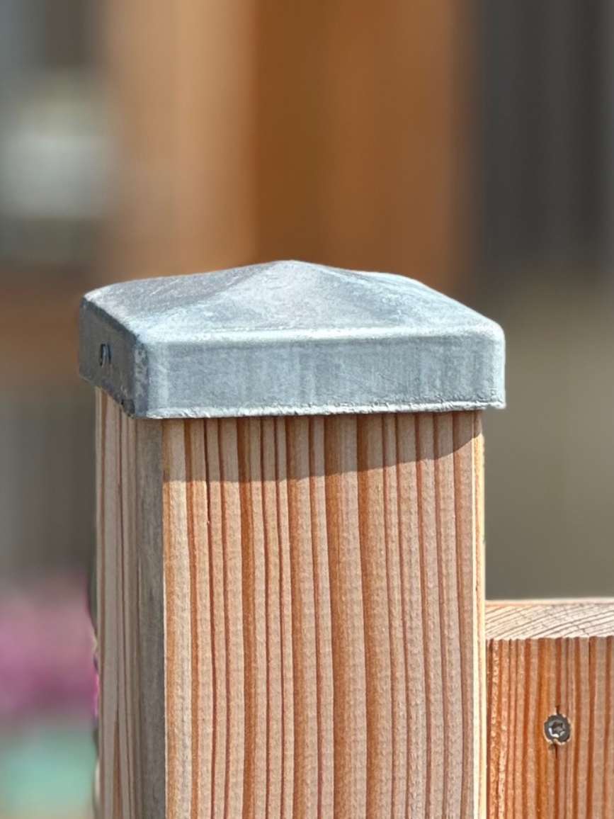 Pfostenkappe Stahl für Holzpfosten eckig 90 x 90 mm