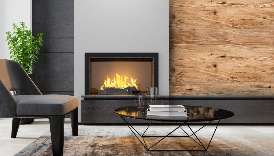 Wohnzimmer mit Holz Wandverkleidung