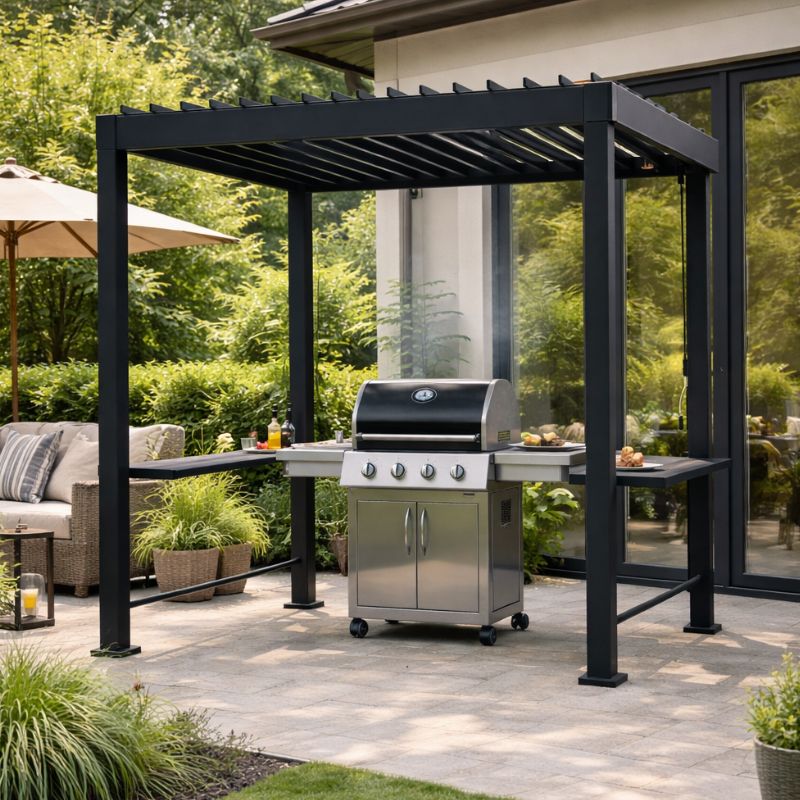 819803 BBQ Pergola Alu anthrazit Ambiente2