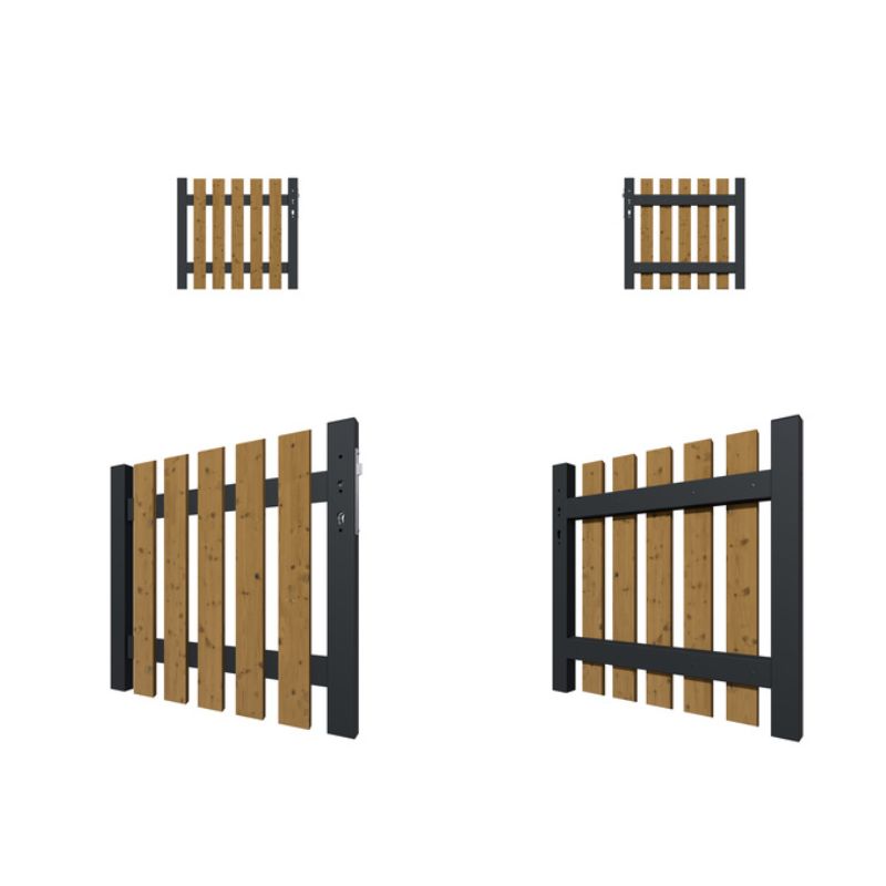 3873 KIBU Thermo-Holz Vorgarten Einzeltor 98 x 90 cm Rechts