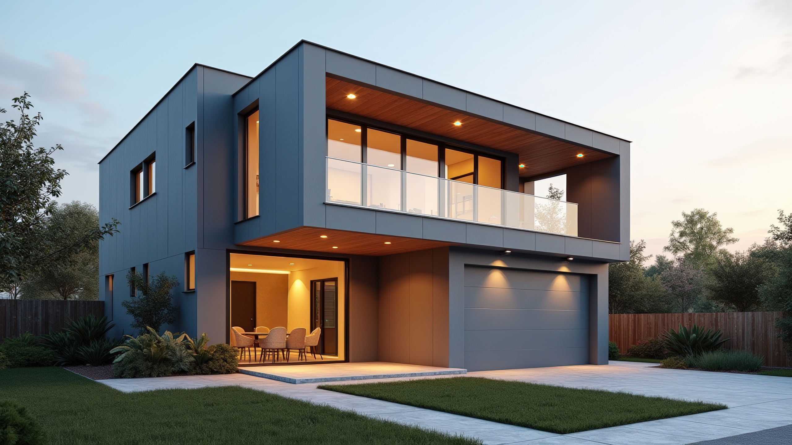 Haus mit Fassadenplatten 