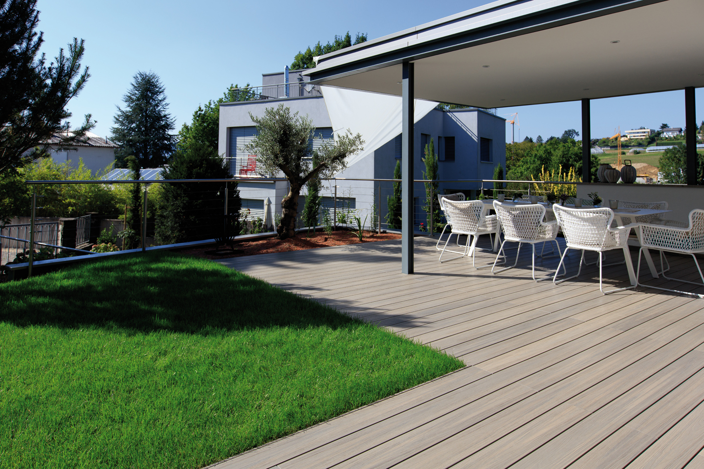 Fiberdeck WPC Terrassendiele Premium Light grey 23x210mm massiv